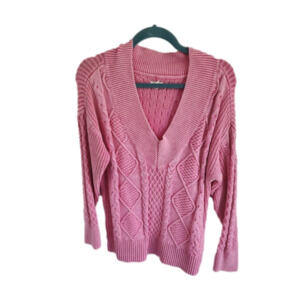 Aerie Cable Knit Sweater Pink Size Medium